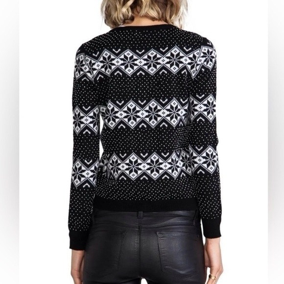 Alice + Olivia Snow Jacquard And Beads Carnigan Wool Knit Sweater S/P - Picture 2 of 5